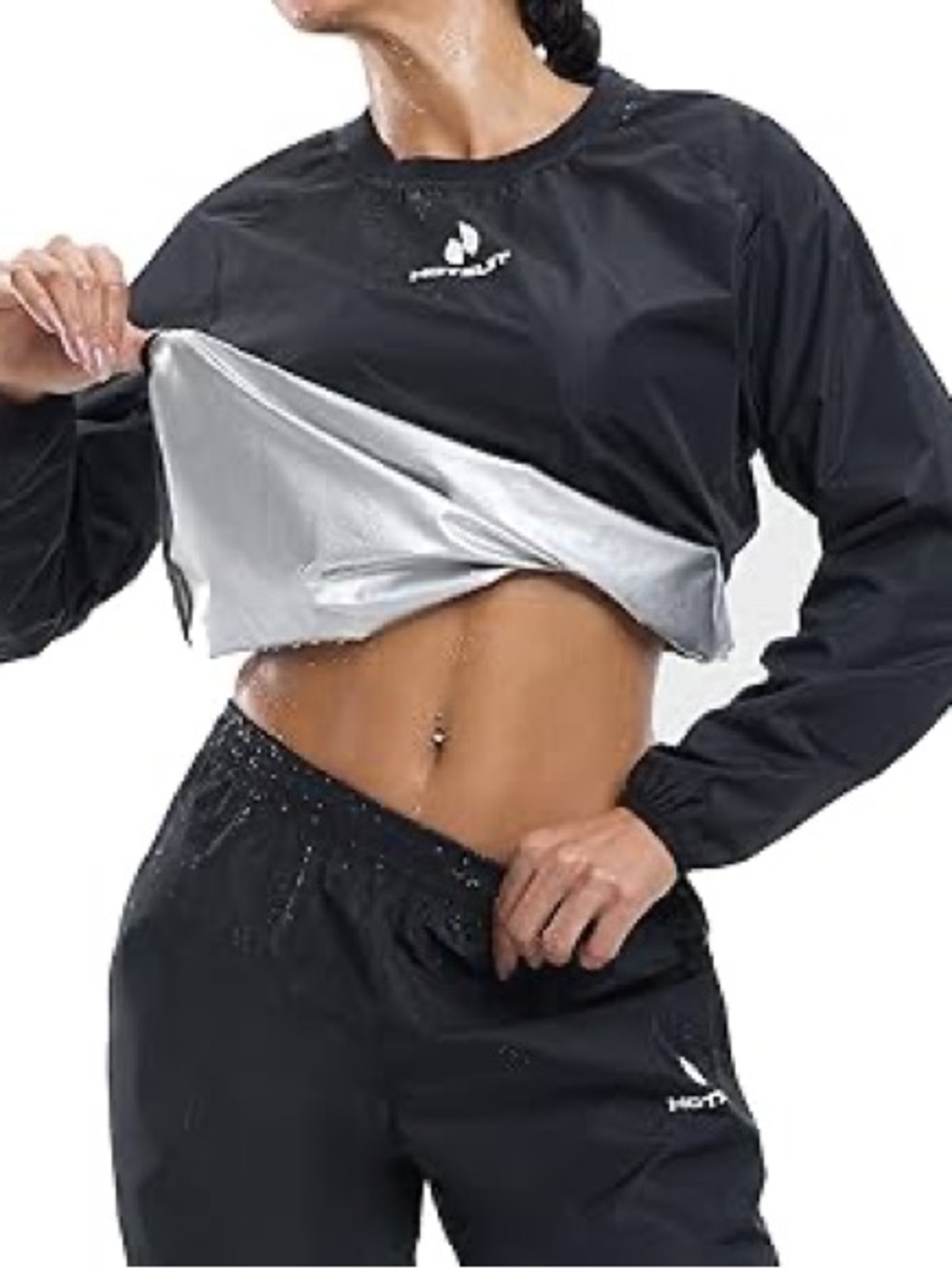 Black Reflective Sweatsuit with Silver Lining